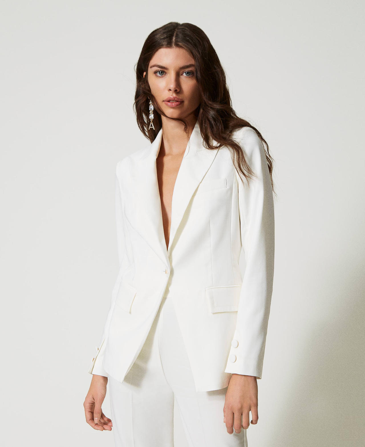 Giacca blazer in tessuto tecnico Madreperla Donna 231AP2163_00059_02
