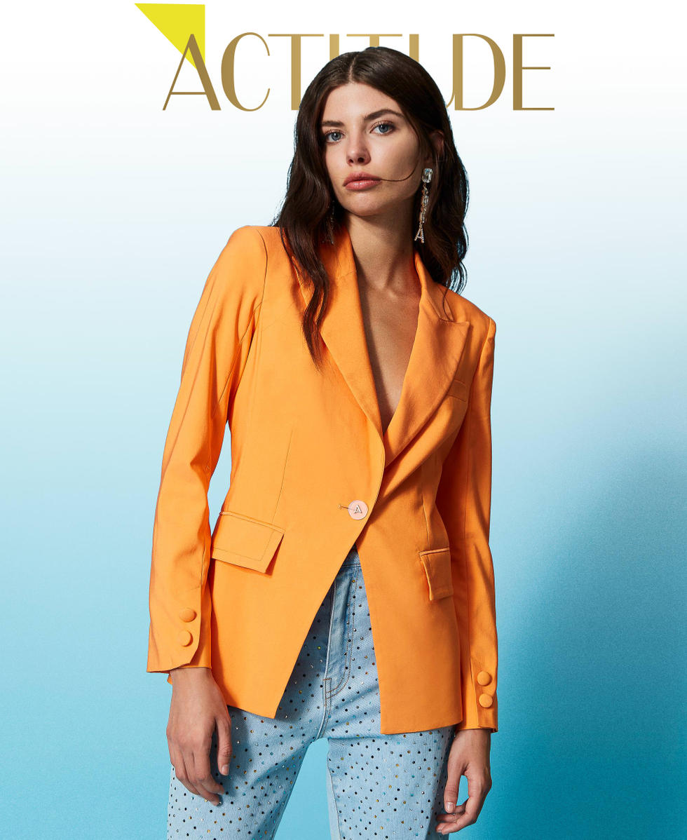 Blazer en tissu technique Orange &laquo;&thinsp;Orange Tiger&thinsp;&raquo; Femme 231AP2163_10326_01