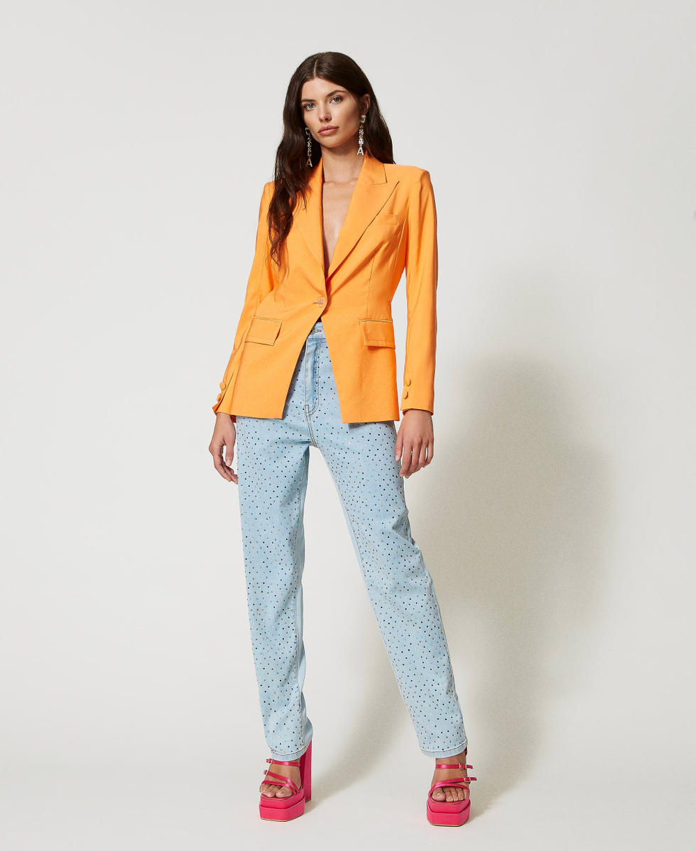 Blazer en tissu technique Orange &laquo;&thinsp;Orange Tiger&thinsp;&raquo; Femme 231AP2163_10326_02