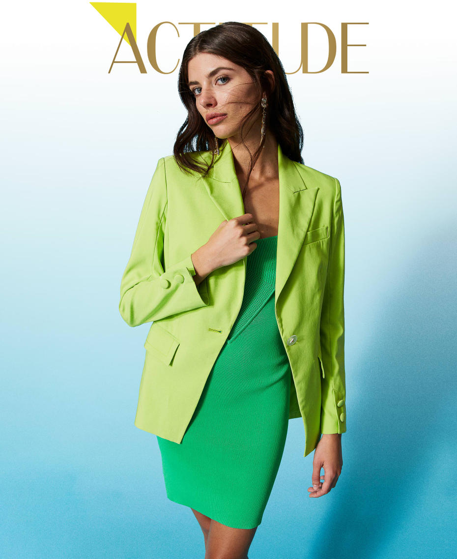 Technical fabric blazer Lime Green Woman 231AP2163_10328_01