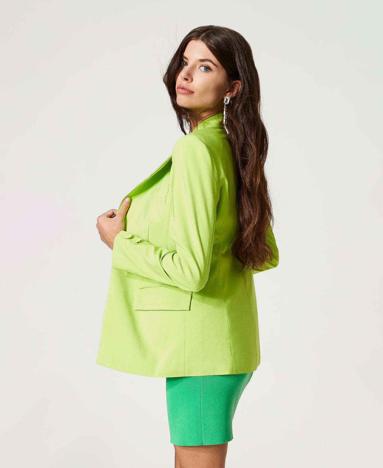 Technical fabric blazer Lime Green Woman 231AP2163_10328_02