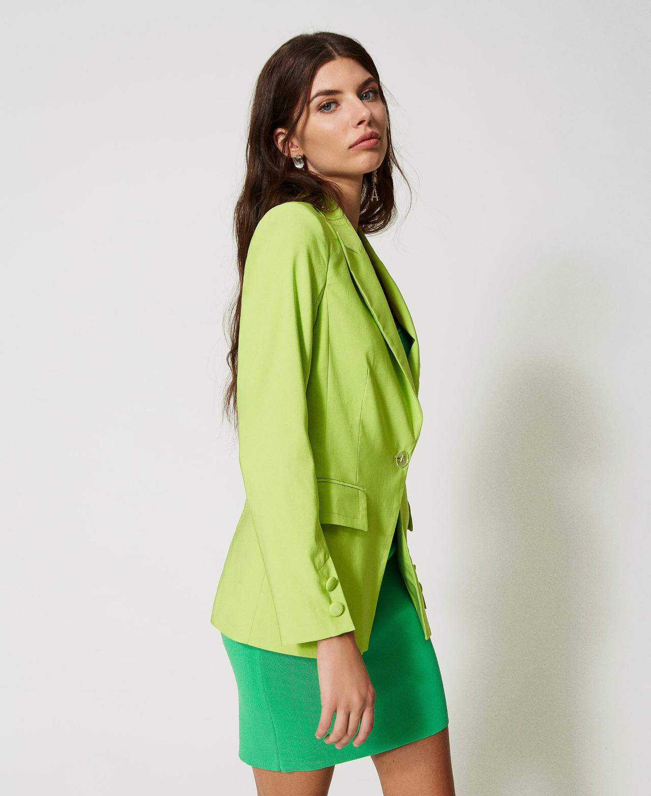 Technical fabric blazer Lime Green Woman 231AP2163_10328_03