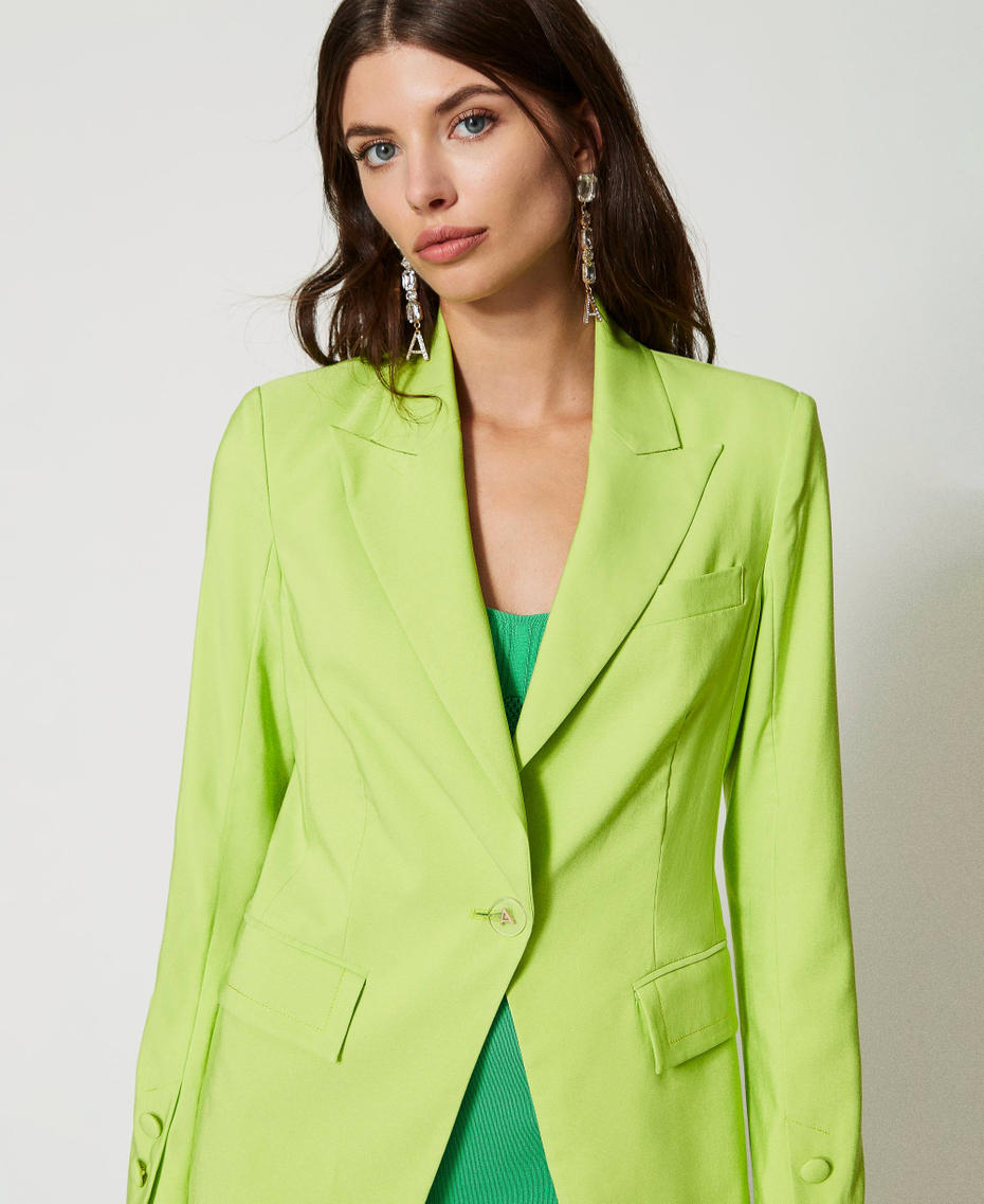 Technical fabric blazer Lime Green Woman 231AP2163_10328_05