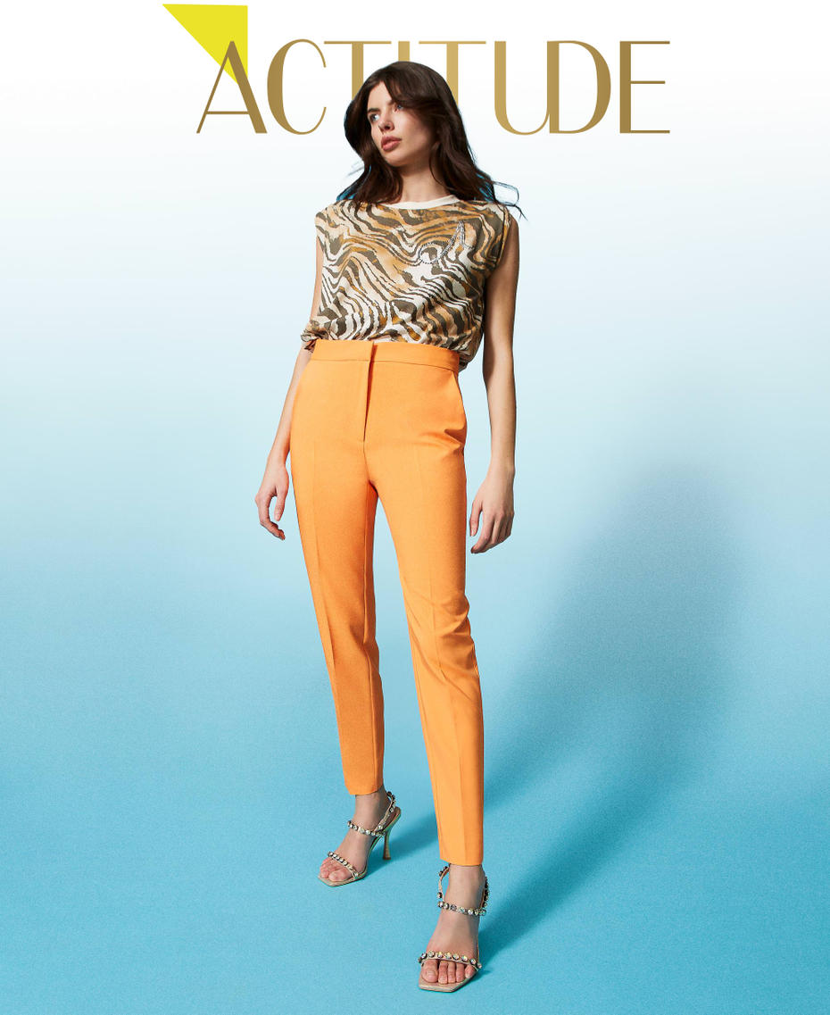 Technical fabric cigarette trousers "Orange Tiger" Woman 231AP2166-01
