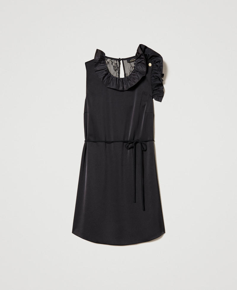 Платье с оборками из тафты Черный женщина 231AP2170-0S