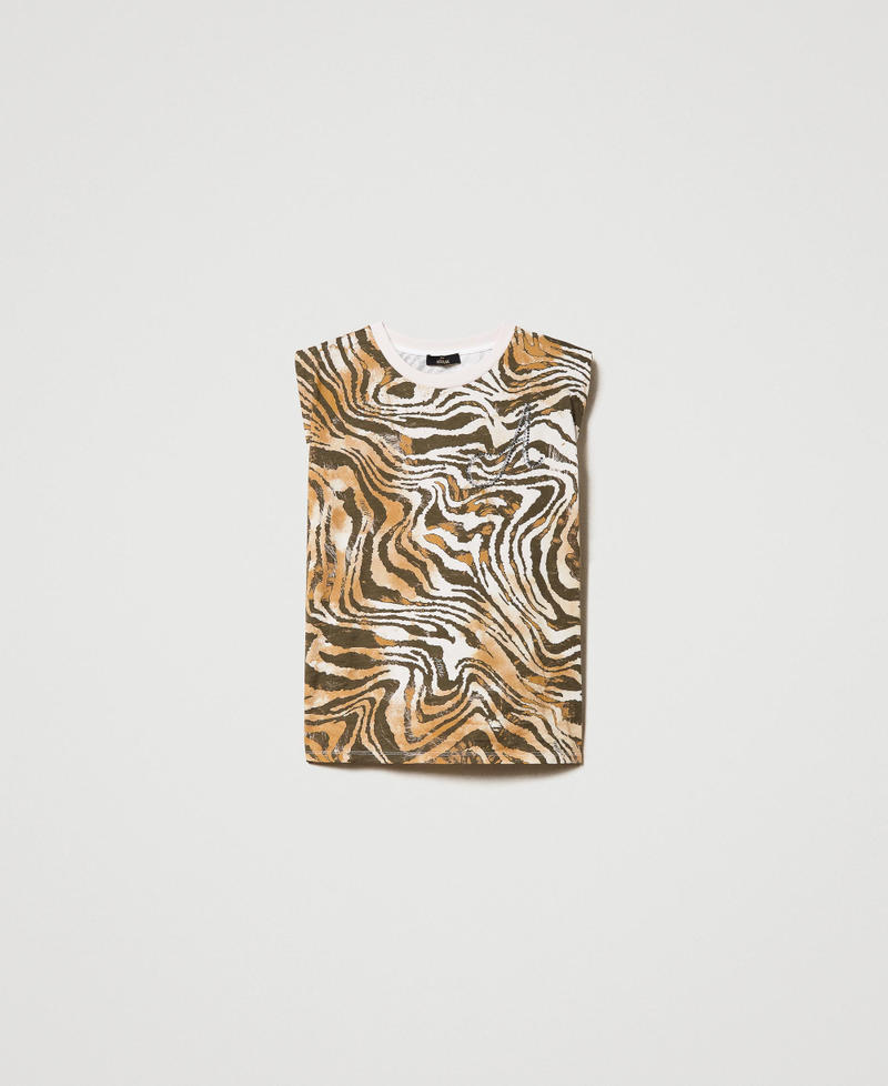 Animal print t-shirt with rhinestone logo