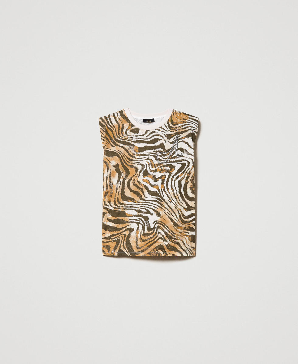 Animal print t-shirt with rhinestone logo