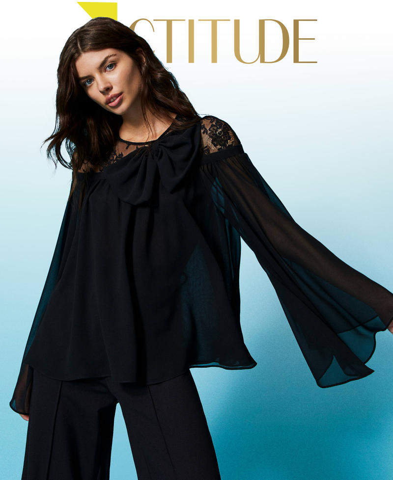 Georgette and lace blouse