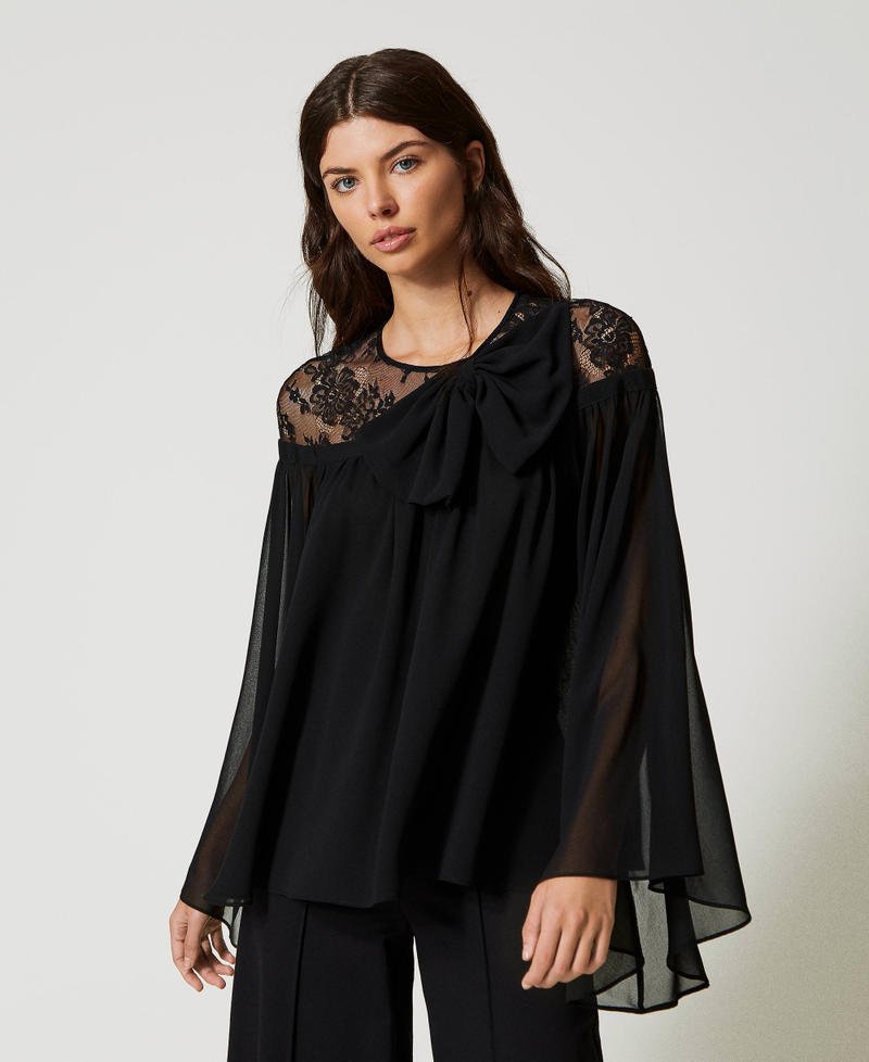 Georgette and lace blouse