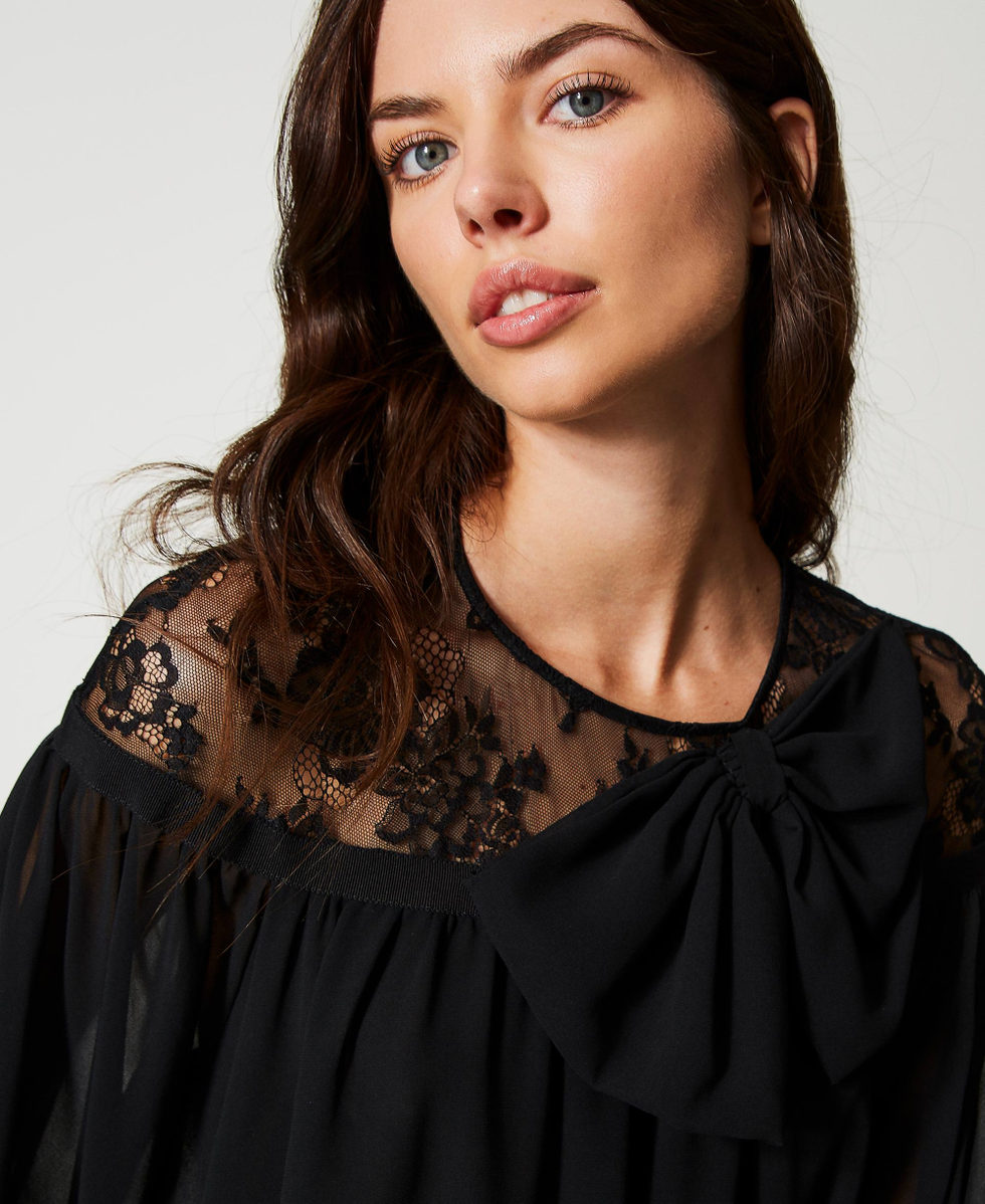 【完売品】gajess Ribbon Blouse 36 black Ribbon blouse | Gajess