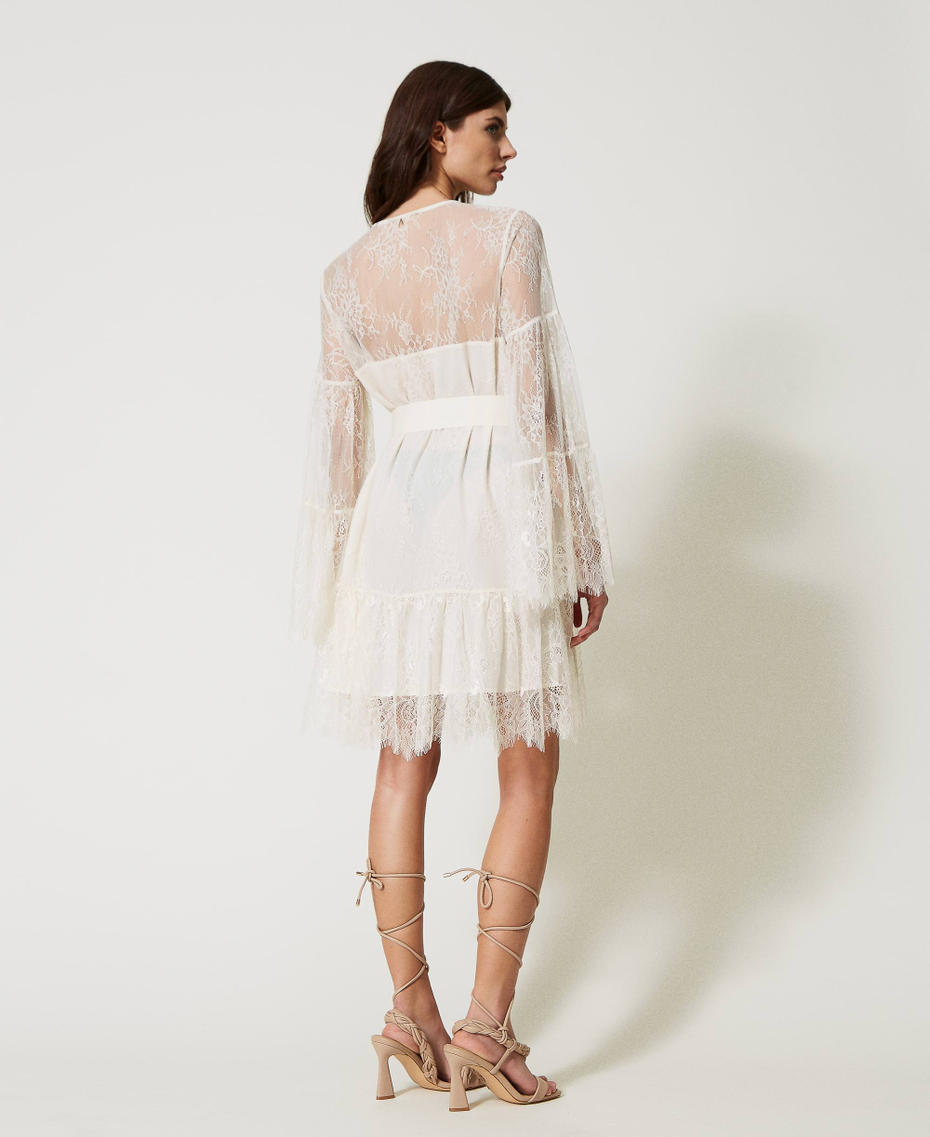 Chantilly lace dress with belt Pale Cream Woman 231AP2212-04