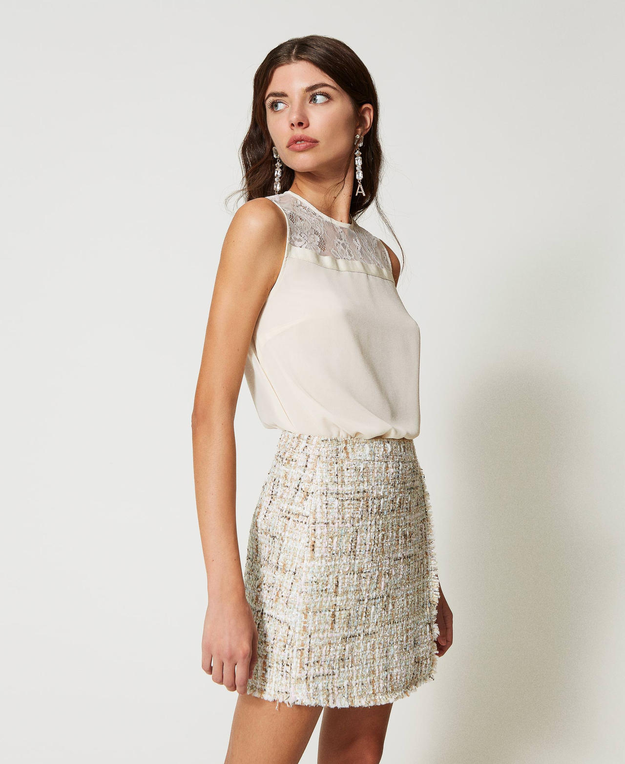 Georgette and Chantilly lace top