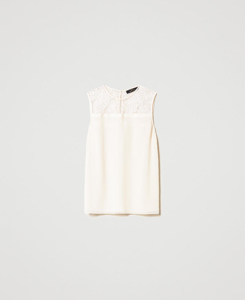 Georgette and Chantilly lace top