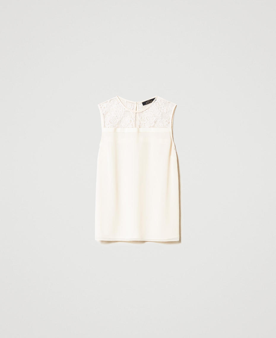 Georgette and Chantilly lace top