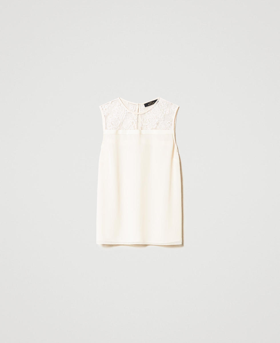 Georgette and Chantilly lace top