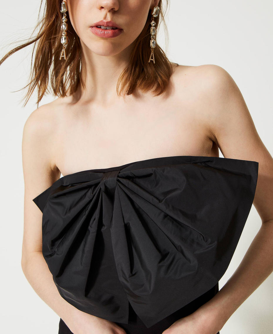 Fitted dress with taffeta bow Black Woman 231AP2220-05