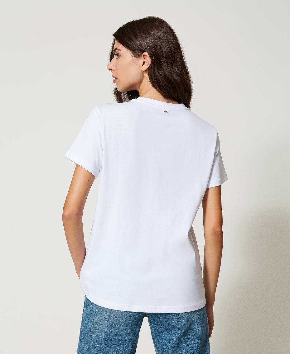 Regular t-shirt with shiny print "Papers" White Woman 231AP2221_00840_04
