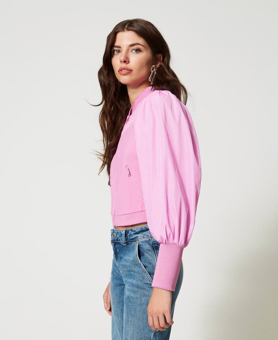 Jacket with taffeta inserts “Opera Mauve” Pink Woman 231AP2222_10325_03