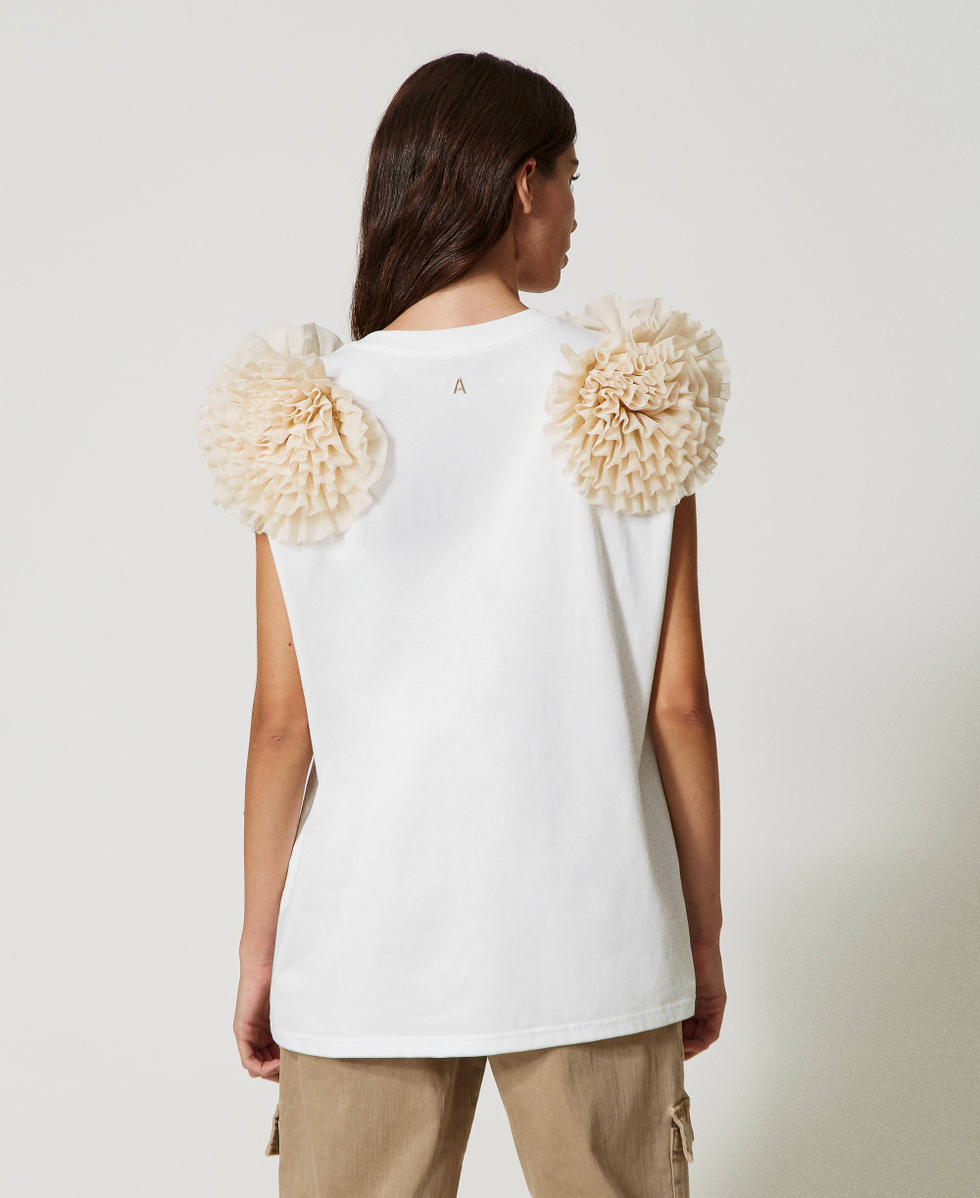 T shirt con tulle top