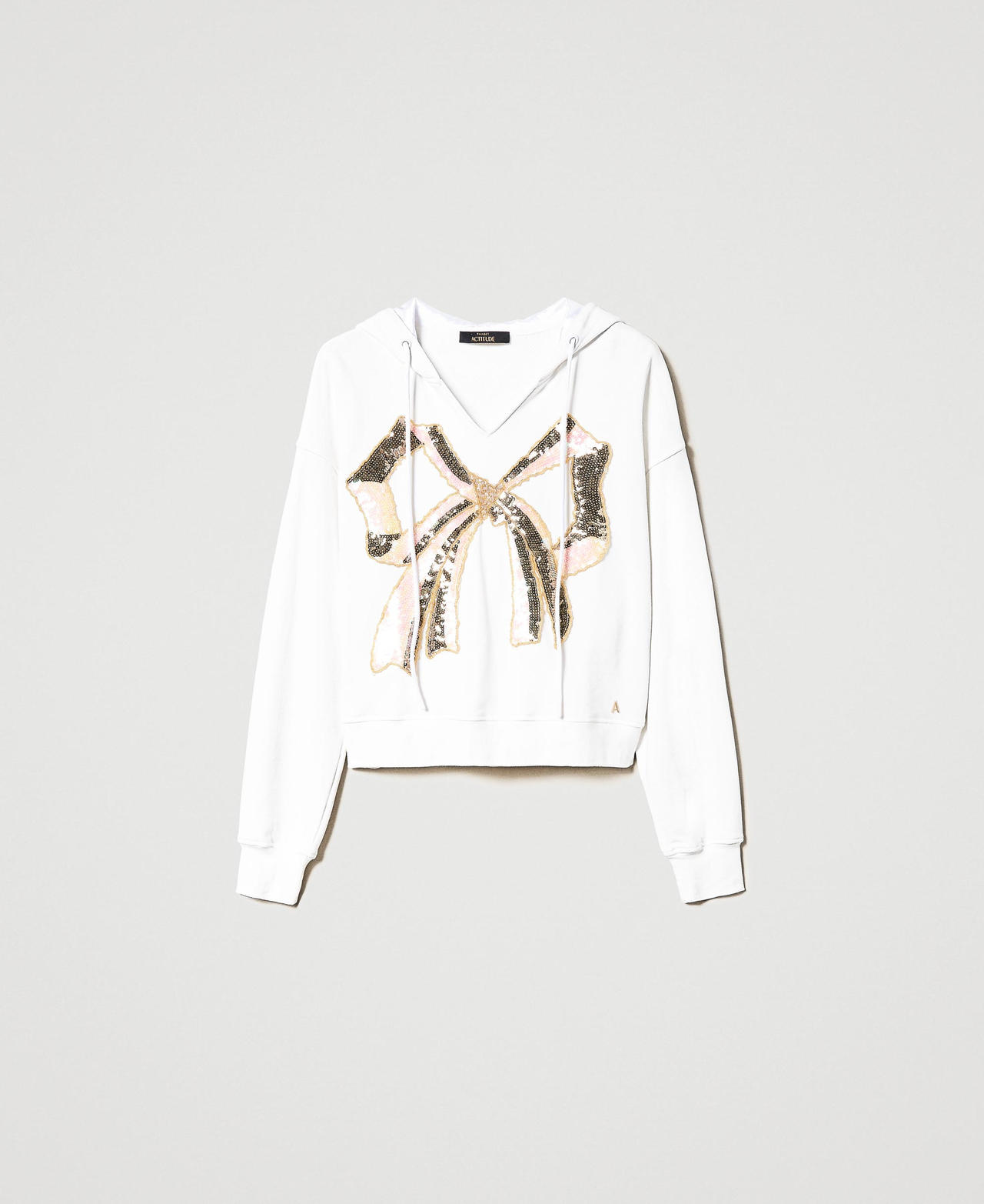 Felpa con maxi fiocco ricamato Bianco "Papers" Donna 231AP2300_00840_0S