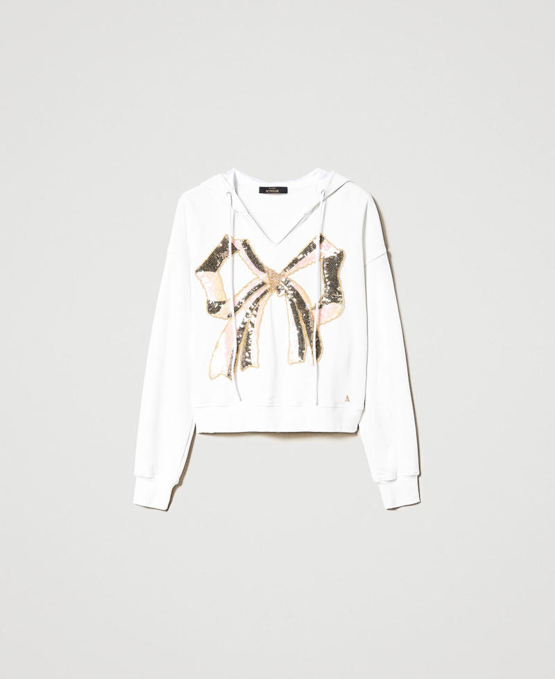 Felpa con maxi fiocco ricamato Bianco "Papers" Donna 231AP2300_00840_0S