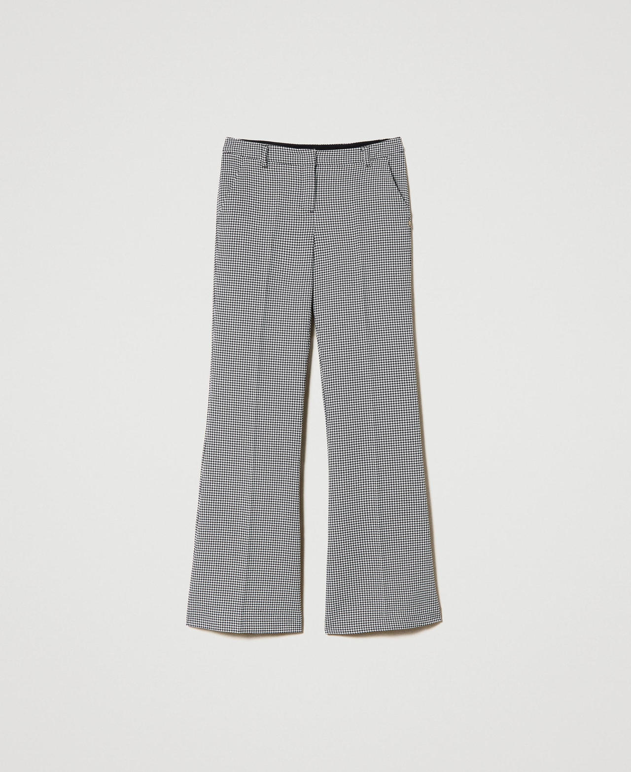 Flared houndstooth trousers