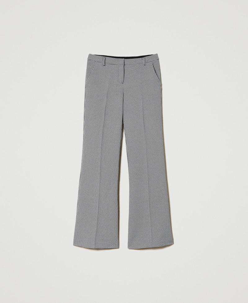 Flared houndstooth trousers