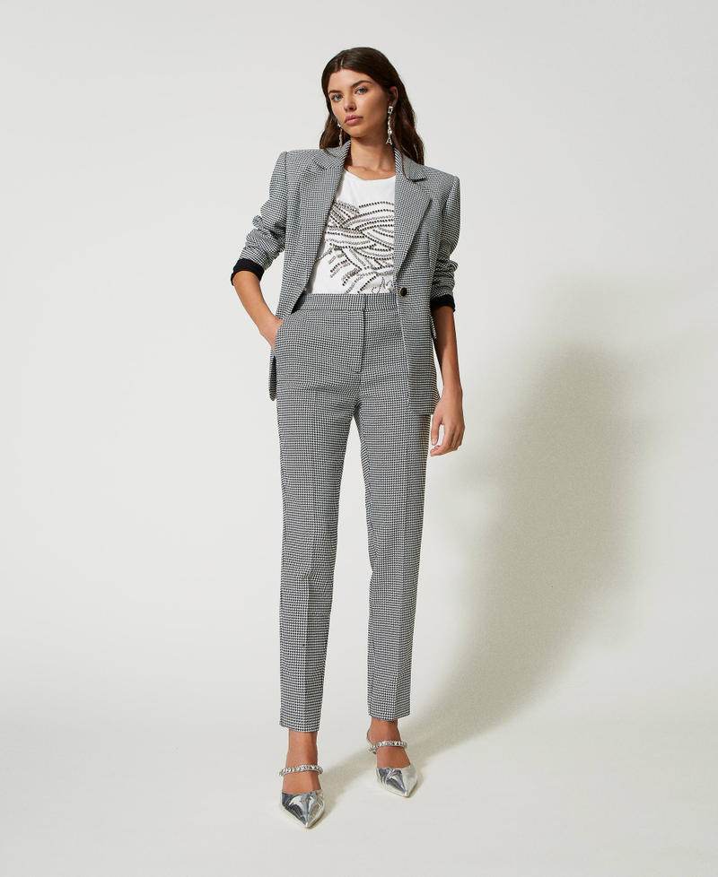 Zigarettenhose mit Hahnentrittmuster