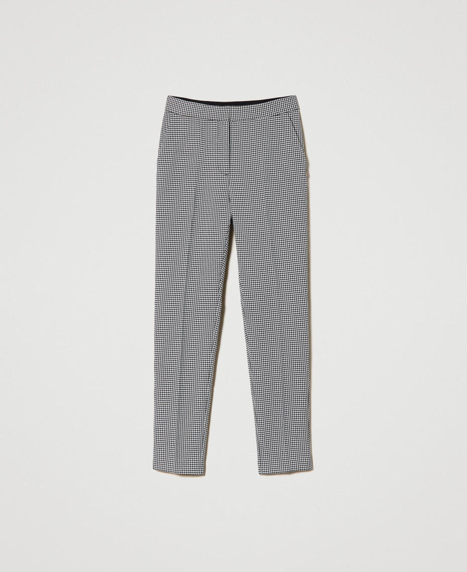 Zigarettenhose mit Hahnentrittmuster