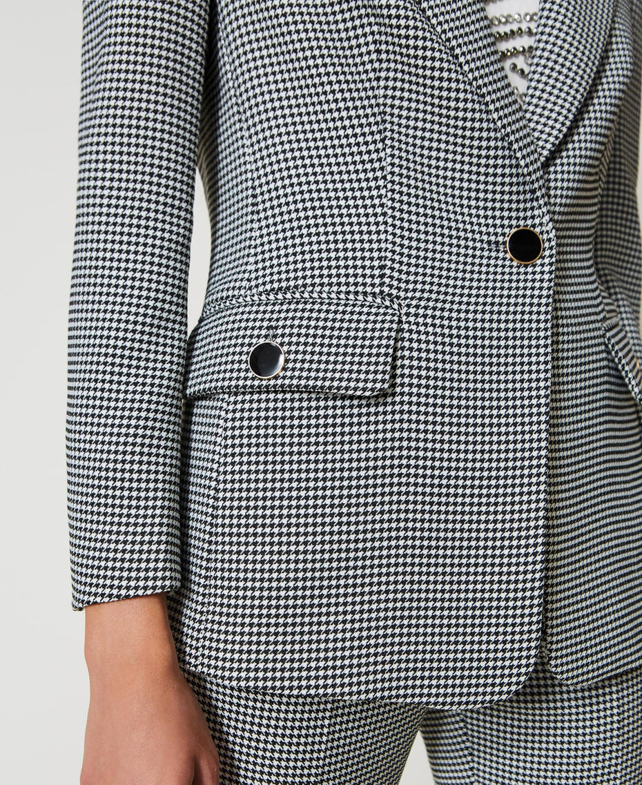 Giacca blazer fitted in pied-de-poule Pied de Poule Bianco / Nero Donna 231AP2346-06