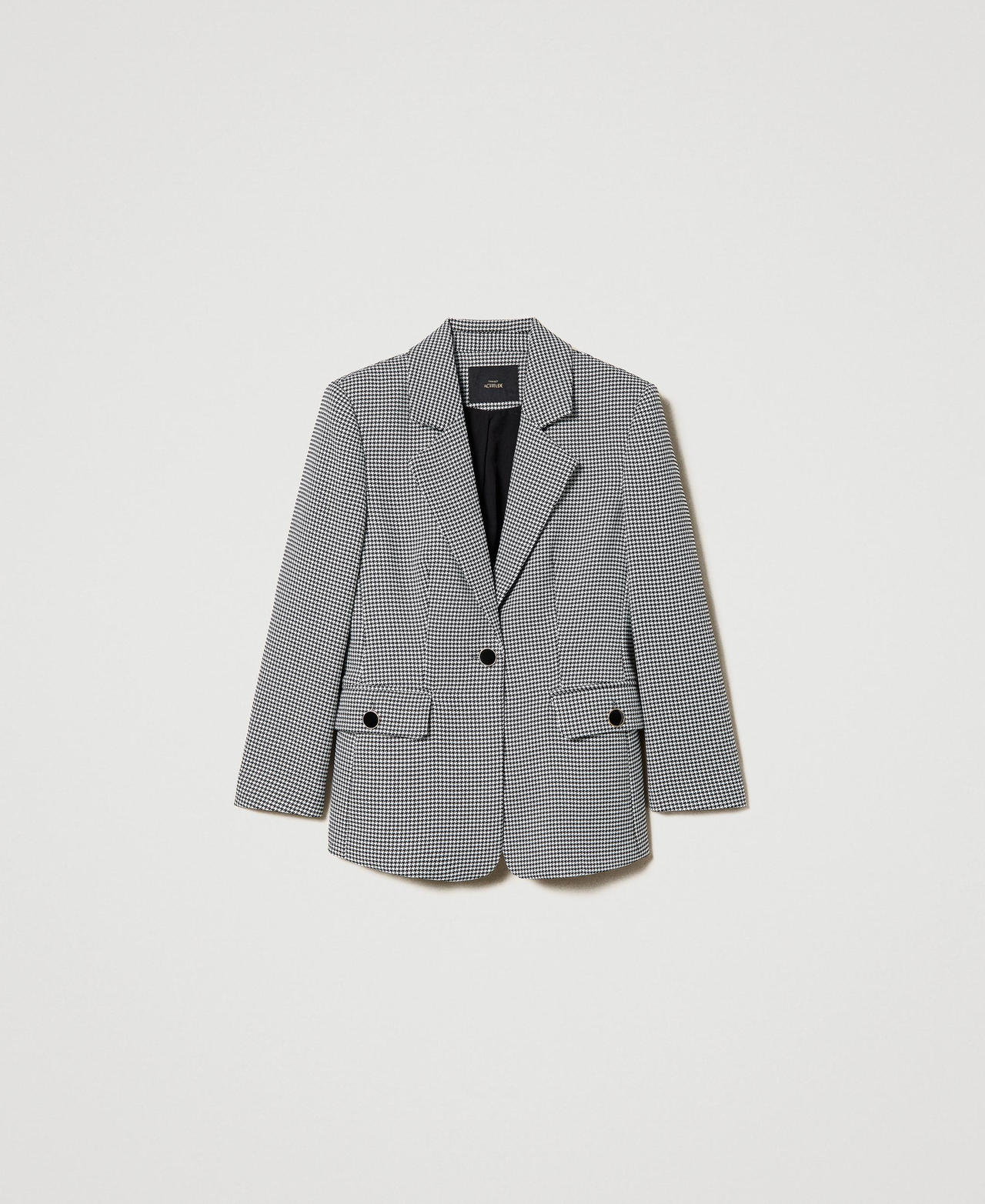 Giacca blazer fitted in pied-de-poule Pied de Poule Bianco / Nero Donna 231AP2346-0S