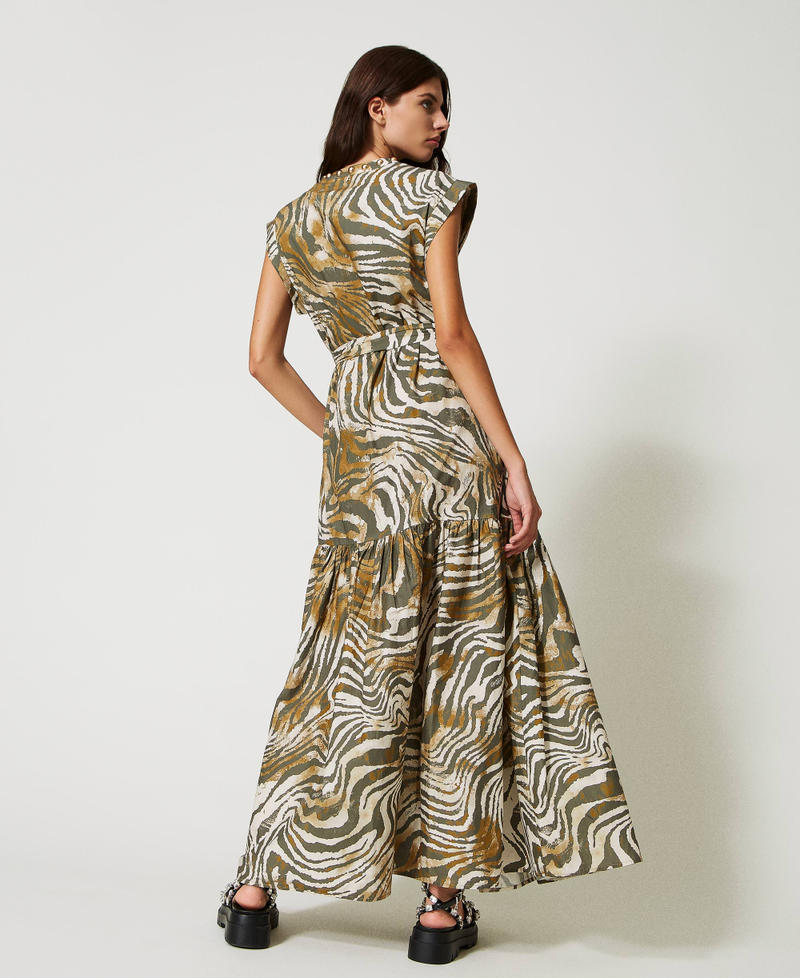 Robe longue en popeline animalière