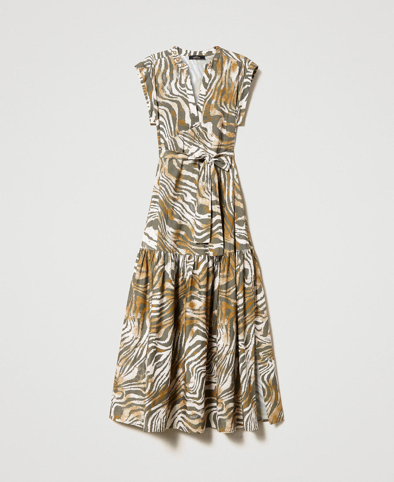 Robe longue en popeline animalière