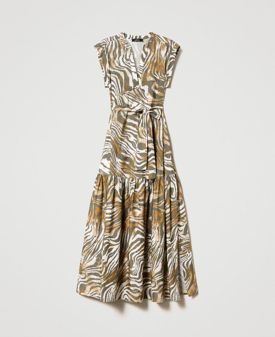 Long poplin dress with animal print Shaded Zebra Print Woman 231AP2350-0S
