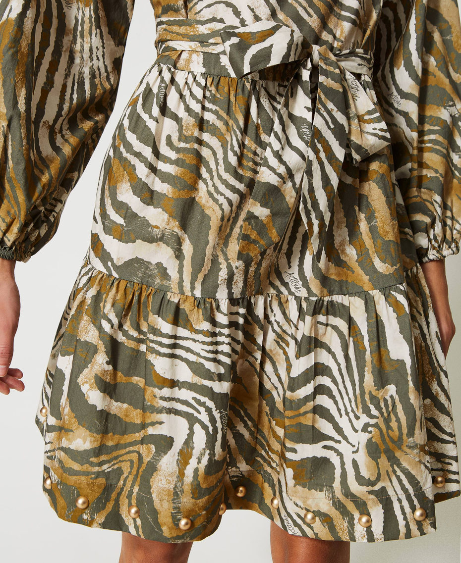 Kurzes Kleid aus Popeline mit Animaldessin Print Shaded Zebra Frau 231AP2351-05
