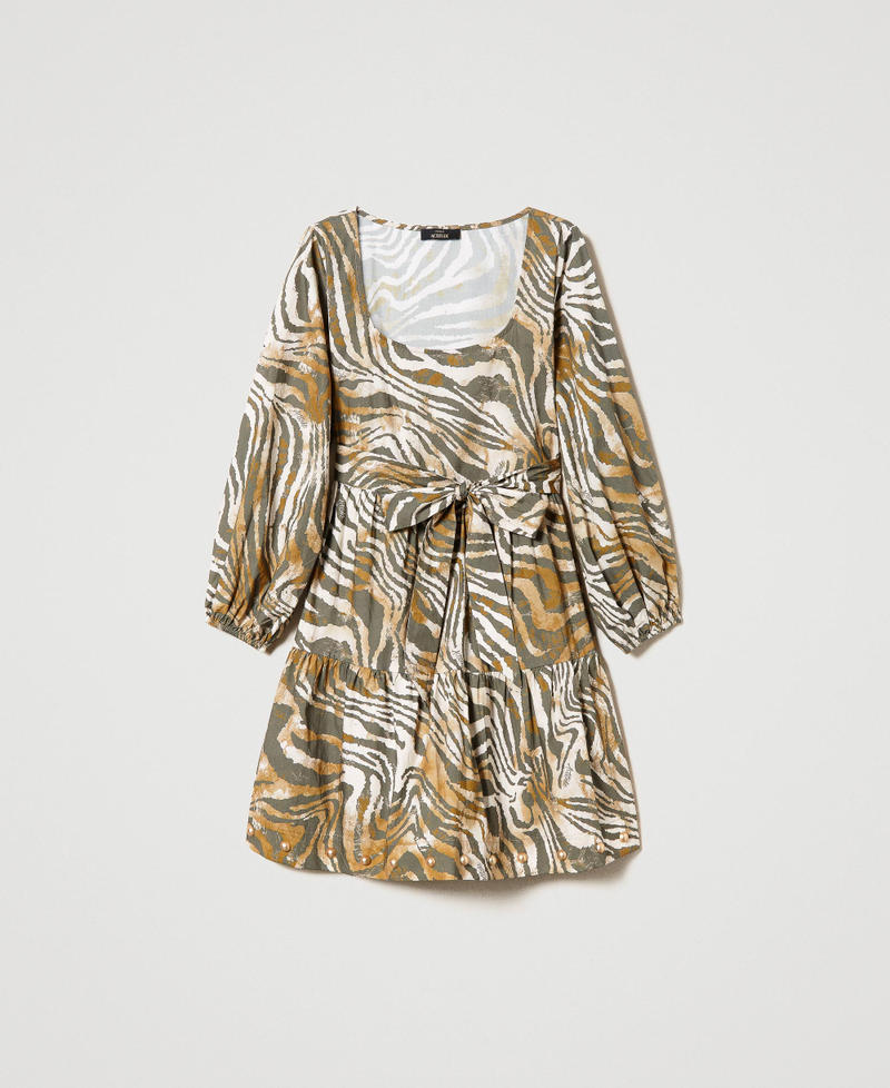 Kurzes Kleid aus Popeline mit Animaldessin Print Shaded Zebra Frau 231AP2351-0S