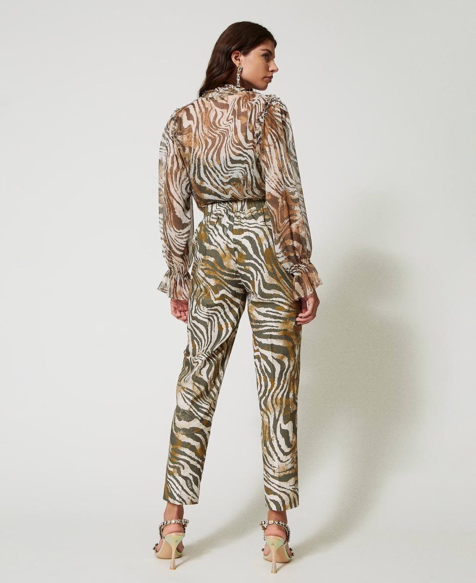 Animal print poplin trousers