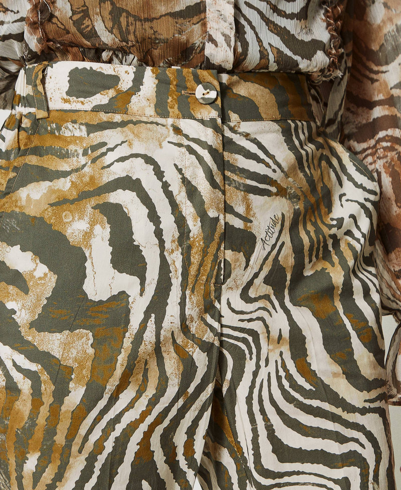 Animal print poplin trousers