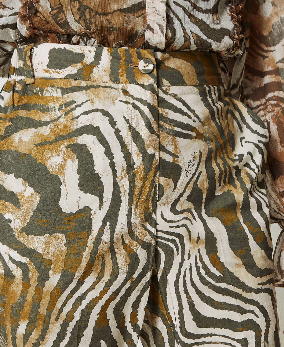 Animal print poplin trousers