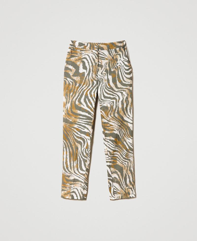 Animal print poplin trousers Shaded Zebra Print Woman 231AP2354-0S