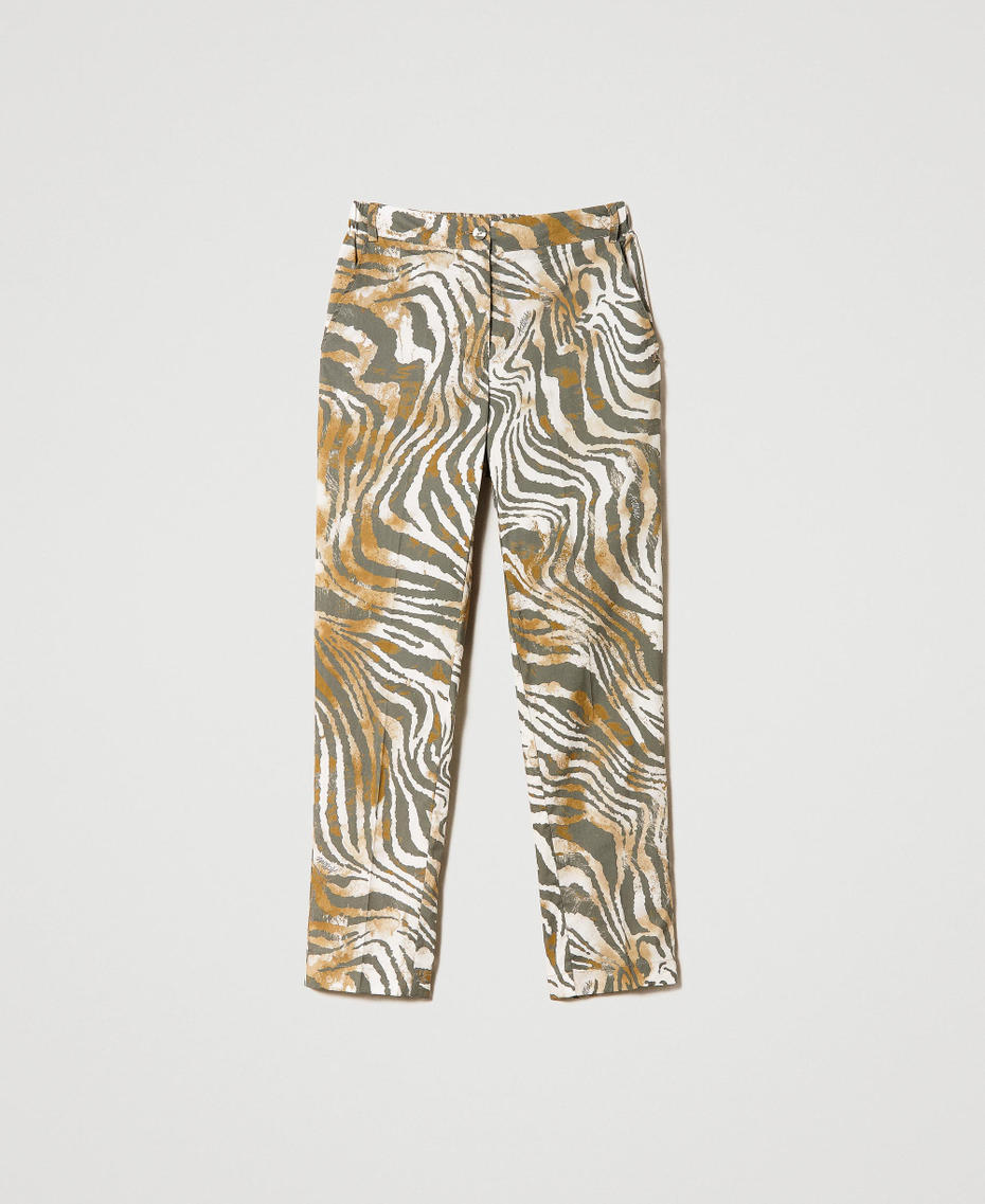 Animal print poplin trousers