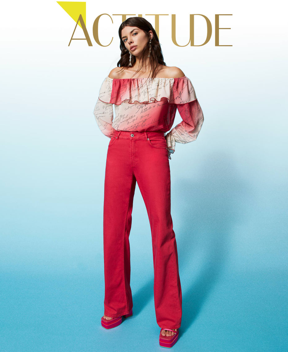 Pantaloni flare in bull Fucsia "Cerise" Donna 231AP2360-01