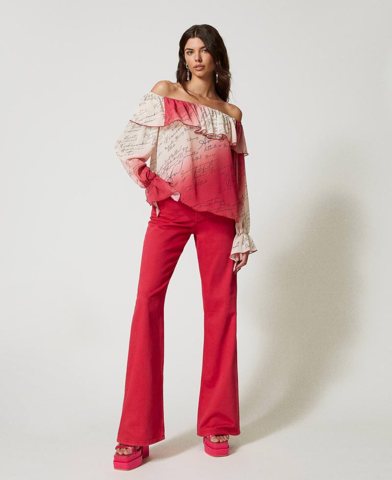 Pantaloni flare in bull Fucsia "Cerise" Donna 231AP2360-02