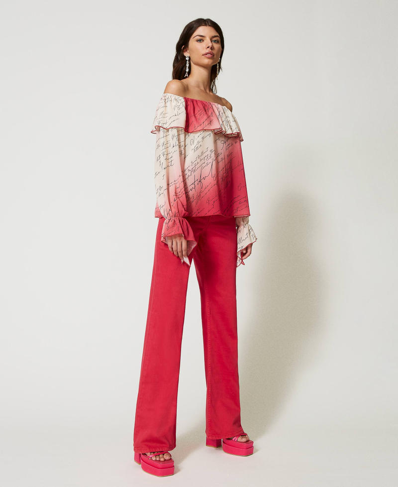 Pantaloni flare in bull Fucsia "Cerise" Donna 231AP2360-03