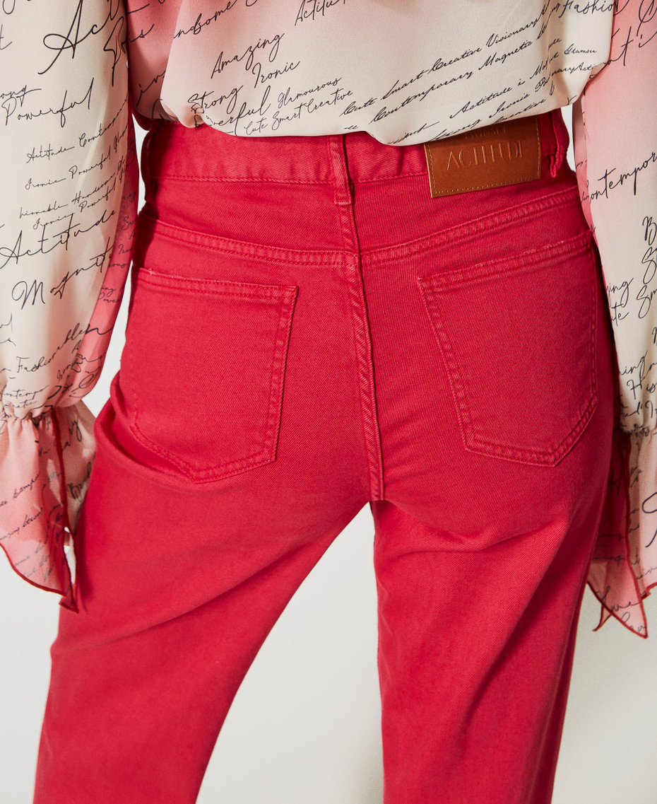 Расклешенные брюки из саржевого полотна фуксия "светлая вишня" женщина 231AP2360-05
