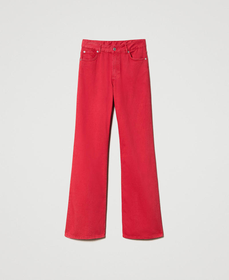 Flare-Hose aus Bull-Denim Kirschrot-Fuchsia Frau 231AP2360-0S