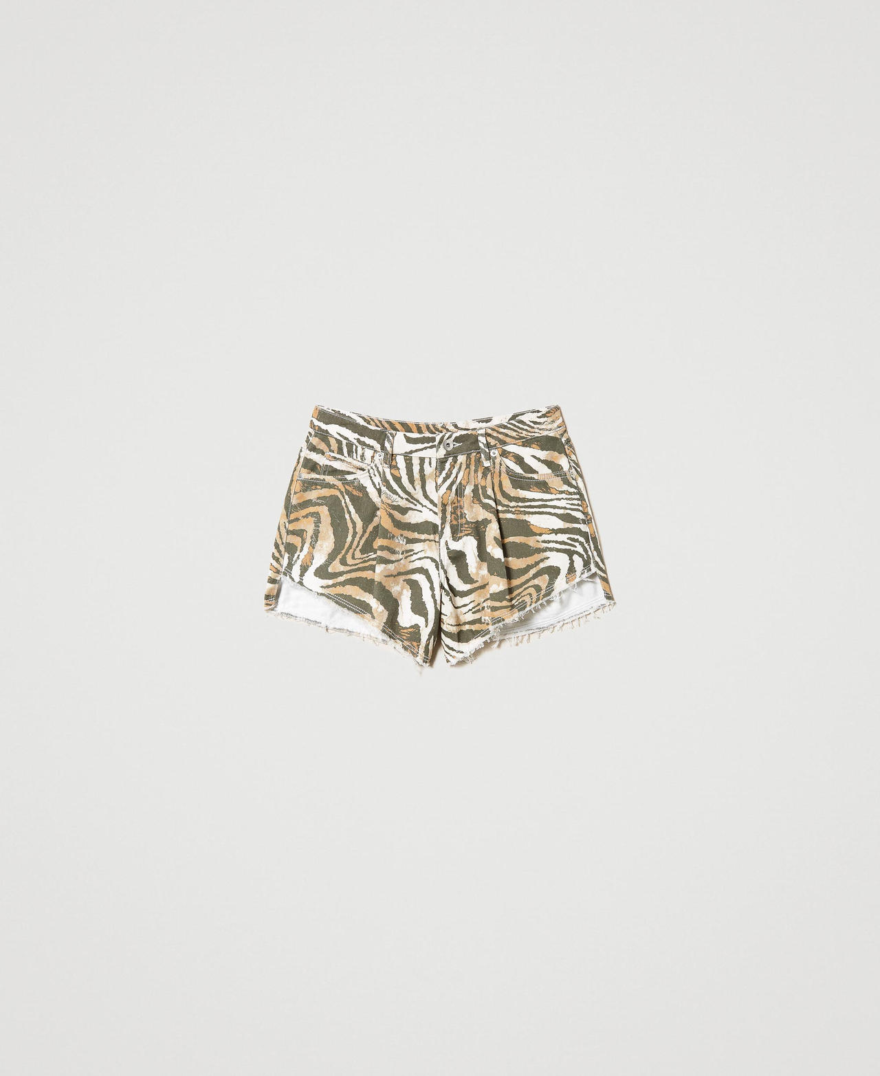 Shorts aus Bull-Denim mit Animaldessin