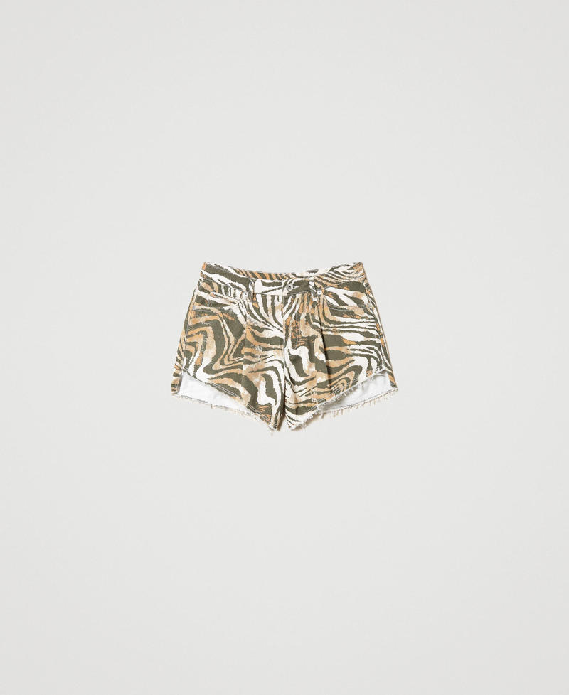 Pantalón corto de bull animal print Estampado Shaded Zebra Mujer 231AP2361-0S