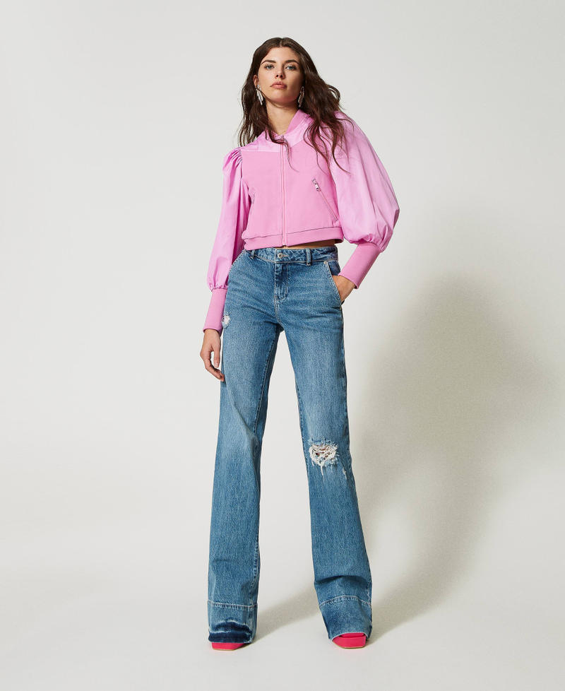 Flared jeans with rips Mid Denim Woman 231AP2421-02