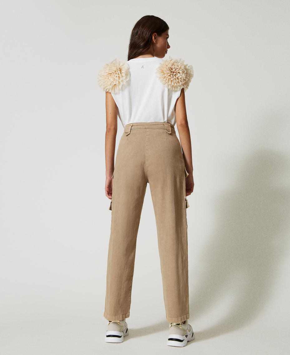 Cotton bull cargo trousers "Kelp&rdquo; Brown Woman 231AP2440_10337_04